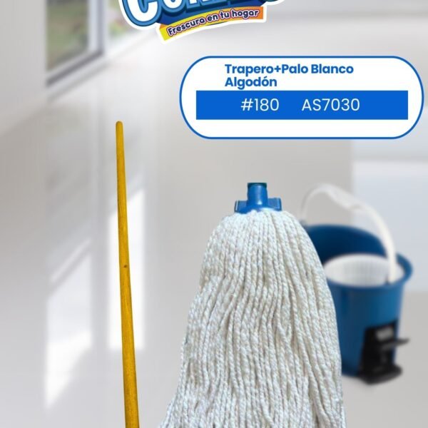 TRAPERO + PALO BLANCO ALGODON #180