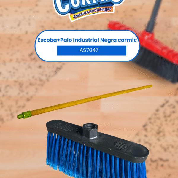 ESCOBA + PALO INDUSTRIAL NEGRA